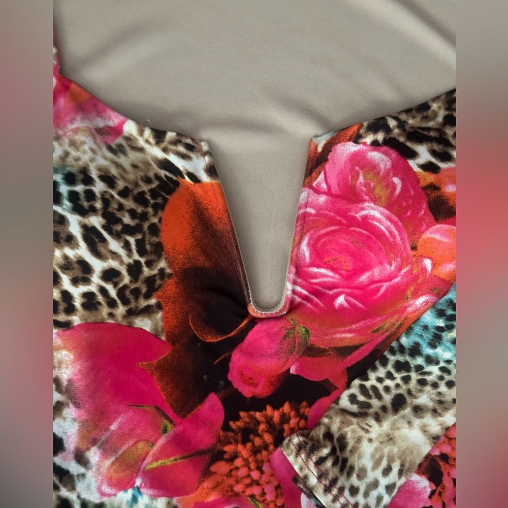 Va Va Voom Pink Floral and Leopard Long Sleeve Dress - Picture 3 of 6